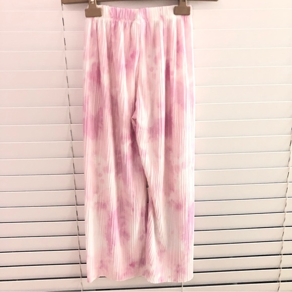 Zara Girls wide leg pleated  pants tie dye pattern & puffy shoulder tee set of 3 - Picture 5 of 15